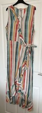 NEXT Size 18 Multicoloured Striped Maxi Long Summer Wrap Dress BNWT Frill