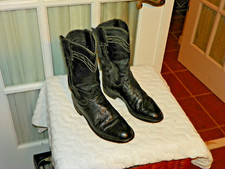 JUSTIN BLACK SMOOTH OSTRICH ROPER BOOTS WOMEN'S SIZE 6 B made in USA