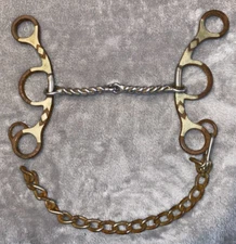 5 1/2''CLASSIC EQUINE BRUSHED IRON SILVER MOUNTED FAST TWIST WESTERN SNAFFLE BIT