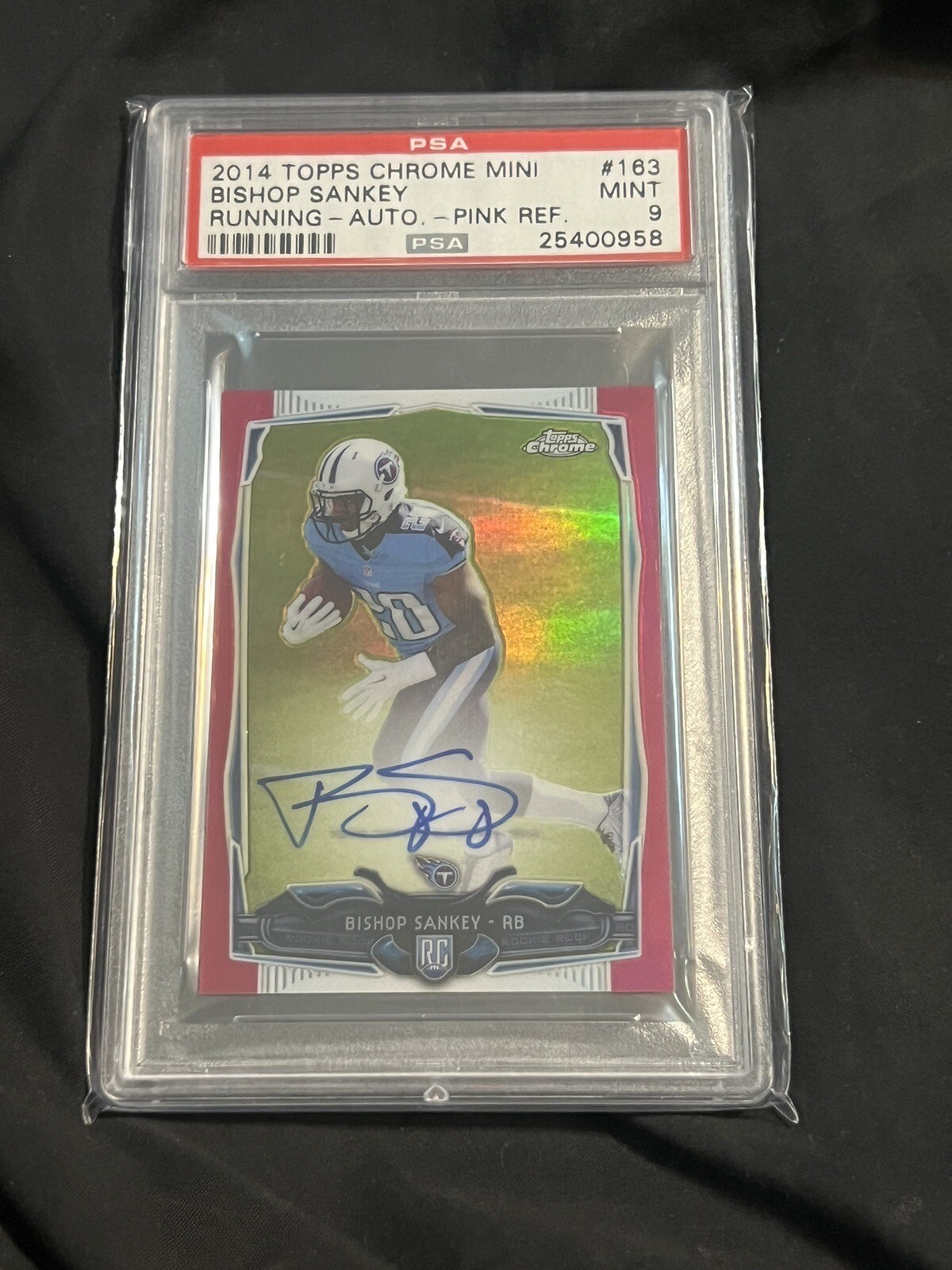 Bishop Sankey Topps Chrome Mini #163 Running-Autograph-Pink Refractor