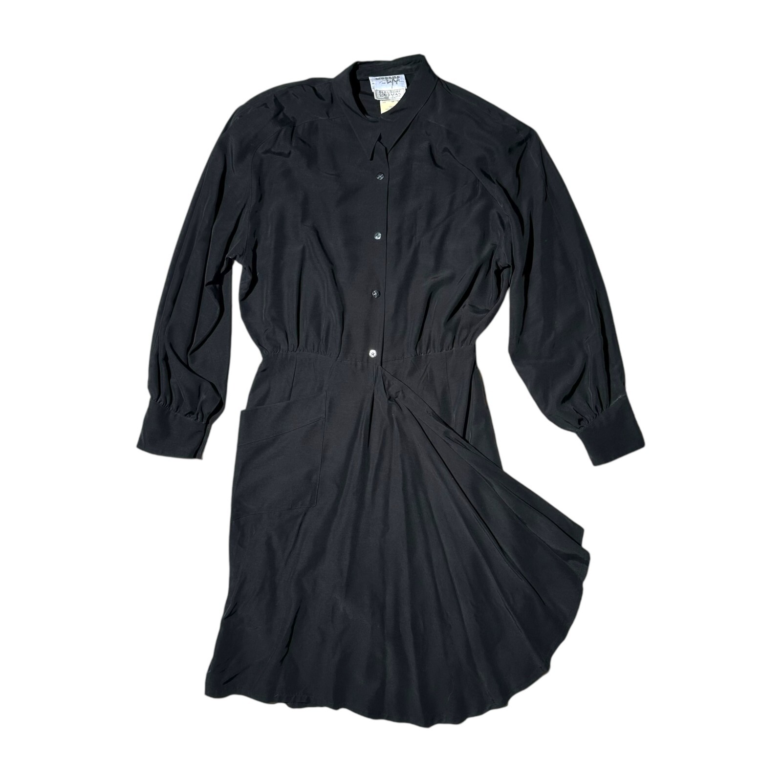 Vintage Thierry Mugler Black Dress Size 44 Collared 1980s 80s Bergdorf Goodman