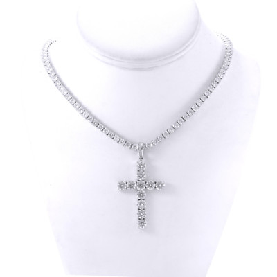 mens silver cross necklace with diamonds