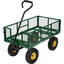 880 Lbs Garden Carts Yard Mesh Wagon Lawn Utility Cart Outdoor Steel Heavy Duty