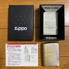 American Spirit Zippo Oil Lighter Limited Edition Silver Gold Rare Unused Made i
