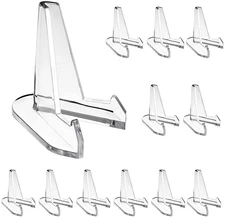 12 Packs Acrylic Easel Stands Clear Mini Coin Display Easel Holder for Displayin