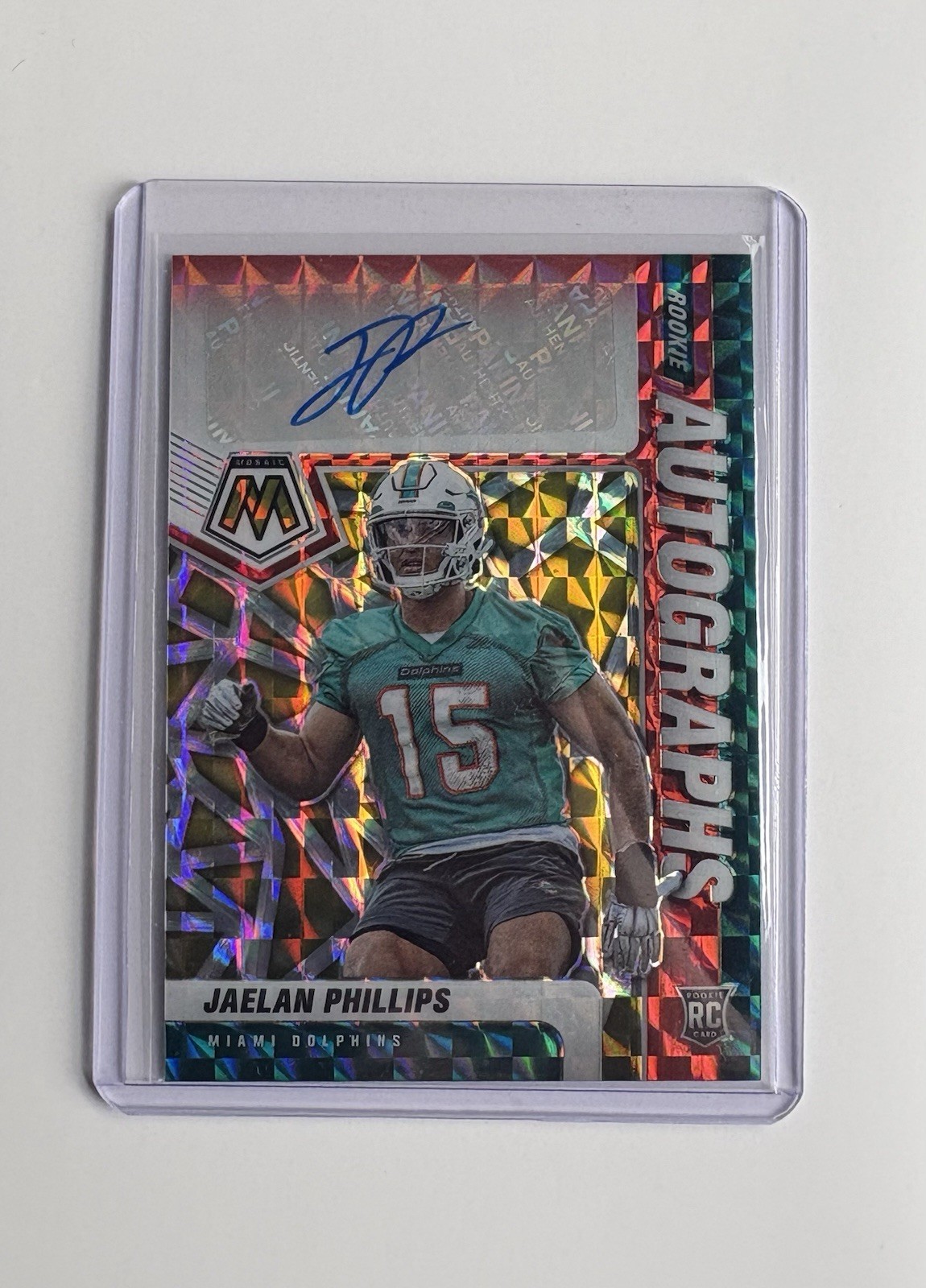 2021 Mosaic - Rookie Autographs Jaelan Phillips Choice Fusion Red & Yellow RA-97