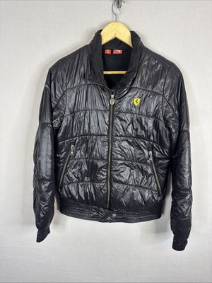 Puma Ferrari Jacket Womens S Black Puffer Quilted Scuderia Full Zip