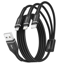 Multi Charging Cable 2Pack 4FT, 3 in 1 Charger Braided Black