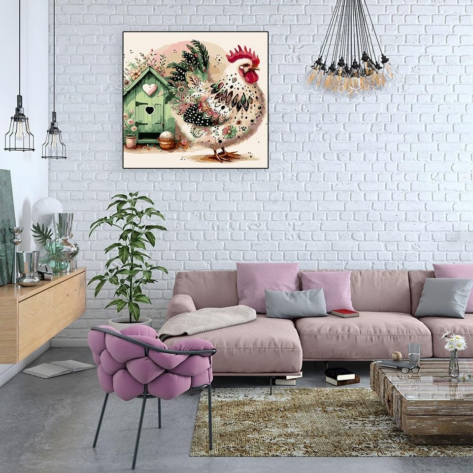 Chicken Paint by Numbers Kit for Adults Beginner,Adult Paint by