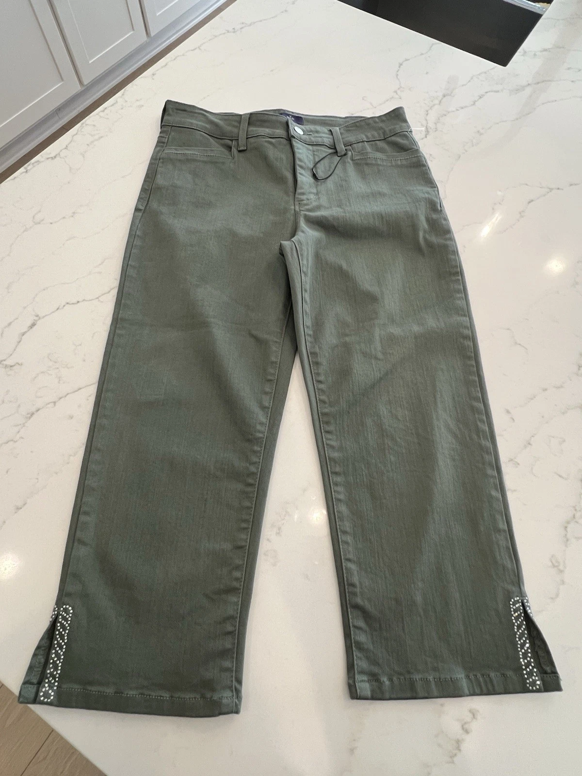 NYDJ Denim Capri Pants Women's 6 Olive Green Crop