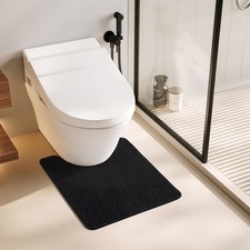TYUU Black Toilet Rug, Thin Rugs U Shaped 1'8" X 2' U-Shape ,