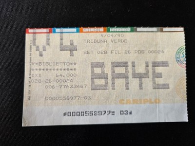 Milan Ticket Ticket 1-0 Bayer Monaco 1990 Semifinal Champions Cup