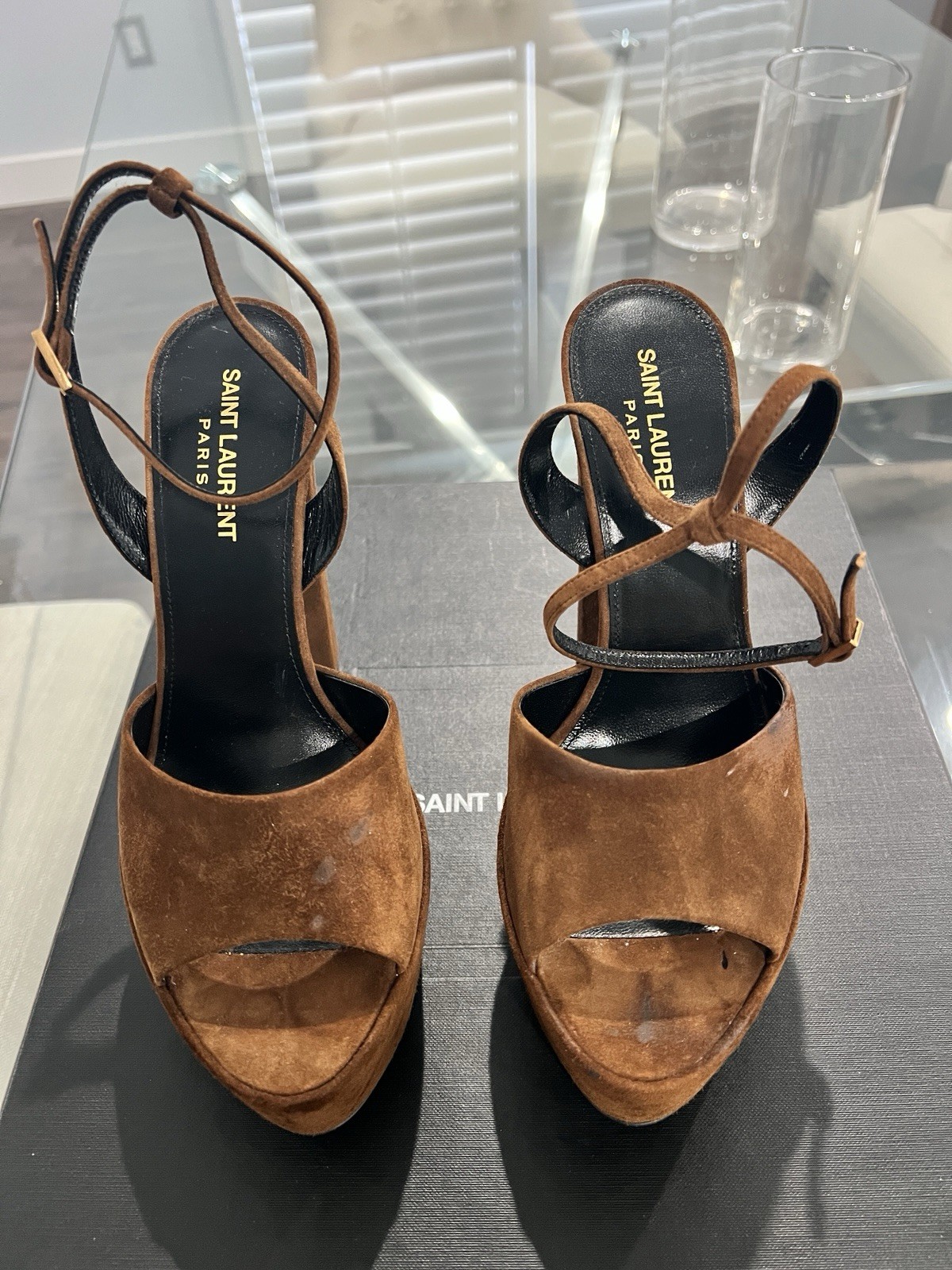 Saint Laurent Land donna Jodie 95 Tanouk tacchi alti 7 5 US 38 EU $1090