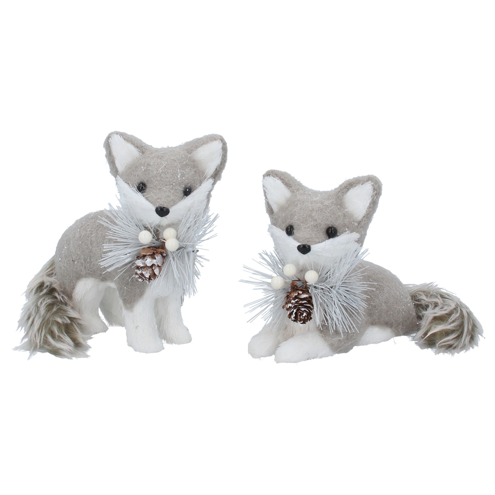 Gisela Graham Baby Fox Decorations Ornament Christmas Home Decor Faux Fur Flock