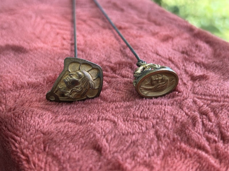 2 Antique Vintage Native American Indian Hat Pins
