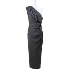 Vince Camuto NWOT Gown Women 12 Black One Shoulder Draped Side Slit Formal Dress