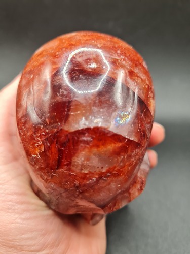 Red Fire Hematoid Quartz Crystal Skull, 609g - Picture 13 of 16
