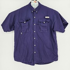 Columbia Shirt Mens Large Short Sleeve Vented Bahama Omni Shade Purple