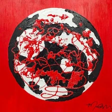 Original Painting Modern Abstract Art - OOAK - Planet Earth Red - Missi Olsen