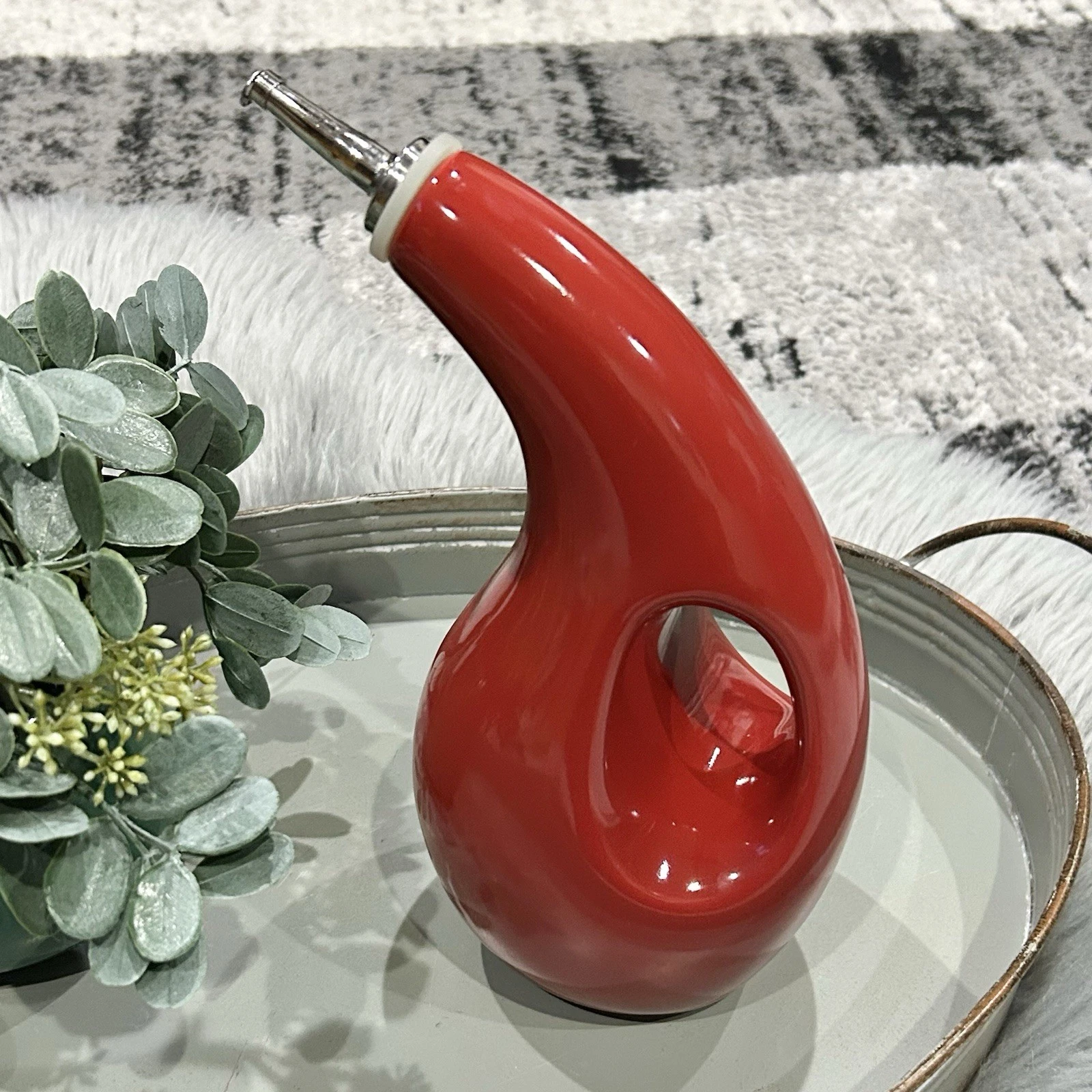 Rachael Ray Glazed Ceramic EVOO Olive Oil Bottle Dispenser with Spout