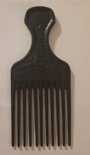 Vintage Goody Hair Pick Black Plastic Textured Comb Made In USA 6.5"