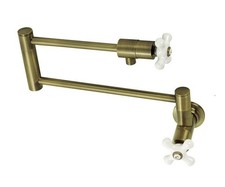 Kingston Brass KS4103PX Antique Brass Wall Mounted Pot Filler Faucet MSRP 750