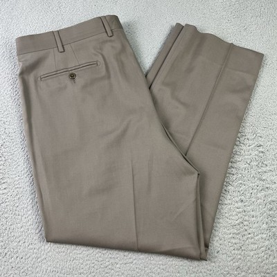 Zanella Todd Pants Men 40x31 Taupe Straight Leg Flat Front Trouser Made in Italy