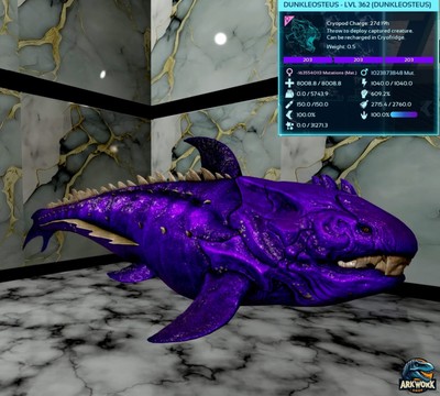  ARK Survival Ascended Dunkleosteus Top Stats PVE PS5/XBOX/PC