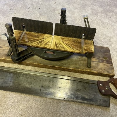 Vintage Stanley Miter Box 2358 w/ Original Disston Saw 28'' Blade HD Adjustable