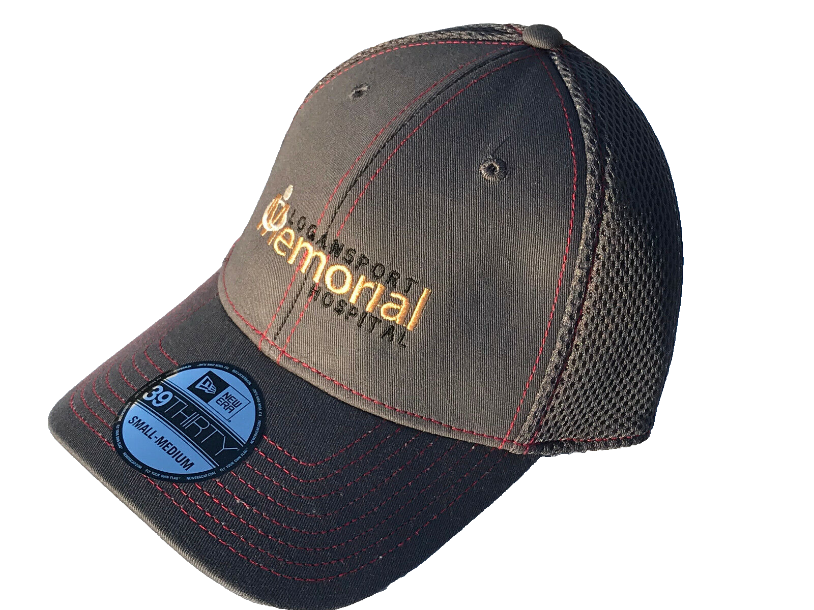 LOGANSPORT MEMORIAL HOSPITAL NEW ERA 39THIRTY TRUCKER HAT CAP BLACK SM/MED GRAY
