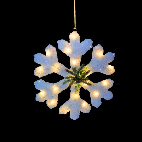Neu Weihnachten Schneeflocke LED beleuchtet hängend weiß für Weihnachtsdekoration - Bild 5 von 5