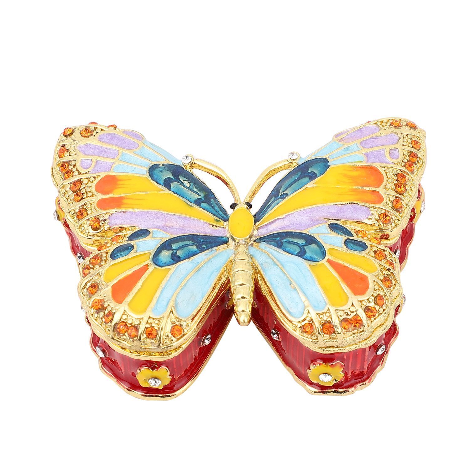 Crystal Enameled Butterfly Jewelry Box Organizer Dualtone Gift-image