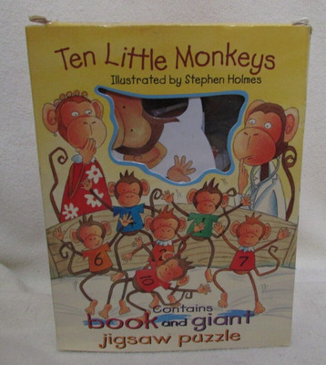 Red Kite Books ~Ten Little Monkeys: 28-Piece Puzzle and 16 Page Board Book New