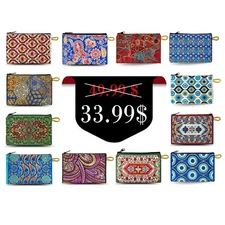 Authentic Patterned Versatile Purse, Woven Zipper Pouch, Keyring Pouch, 12 Piece