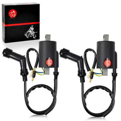 2Pcs Ignition Coils & Spark Plug Caps For Honda CB350 CB450 CL350 CL450 SL350