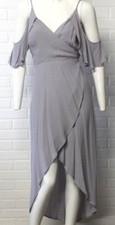 NWT Gianni Bini Gray Grey High Low Wrap Cold Shoulder Dress New CHOOSE SIZE