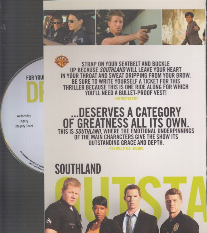 Southland FYC 3 Episodes DVD VIDEO TV SHOW law enforcement crime drama TNT 2012