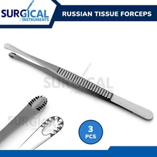 3 Pcs Russian Tissue Forceps Surgical Dental Instruments 8" German Grade