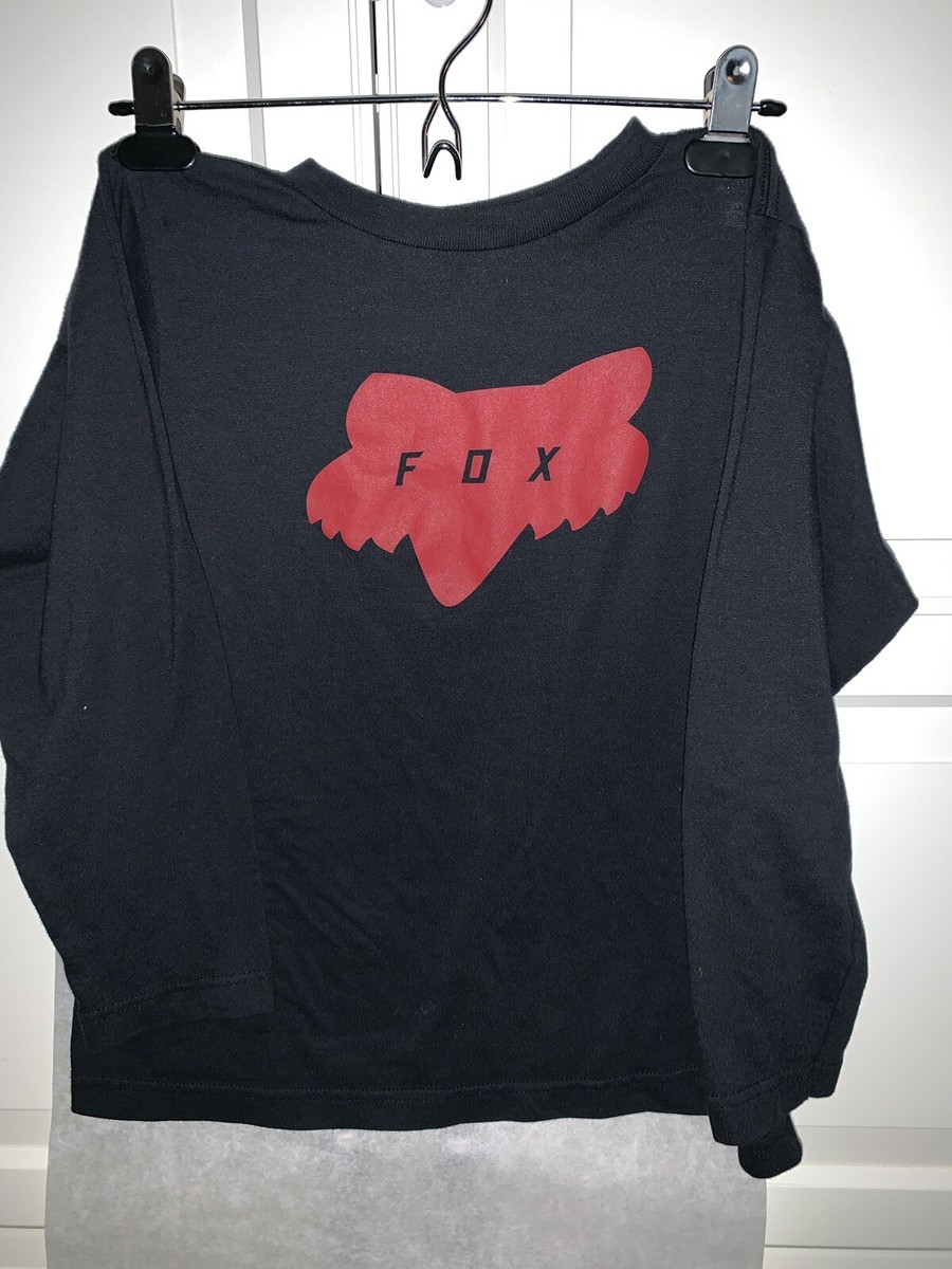 FOX black long sleeve jersey Size YL (12-14) with Red Fox logo