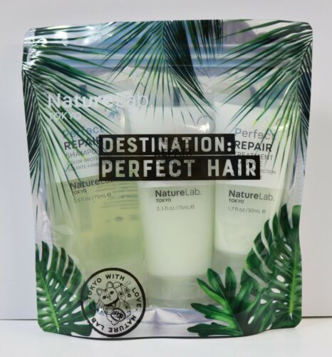 Nature Lab Tokyo Destination Perfect Hair Repair 3pc Travel Set Shampoo, Masque - Afbeelding 1 van 3