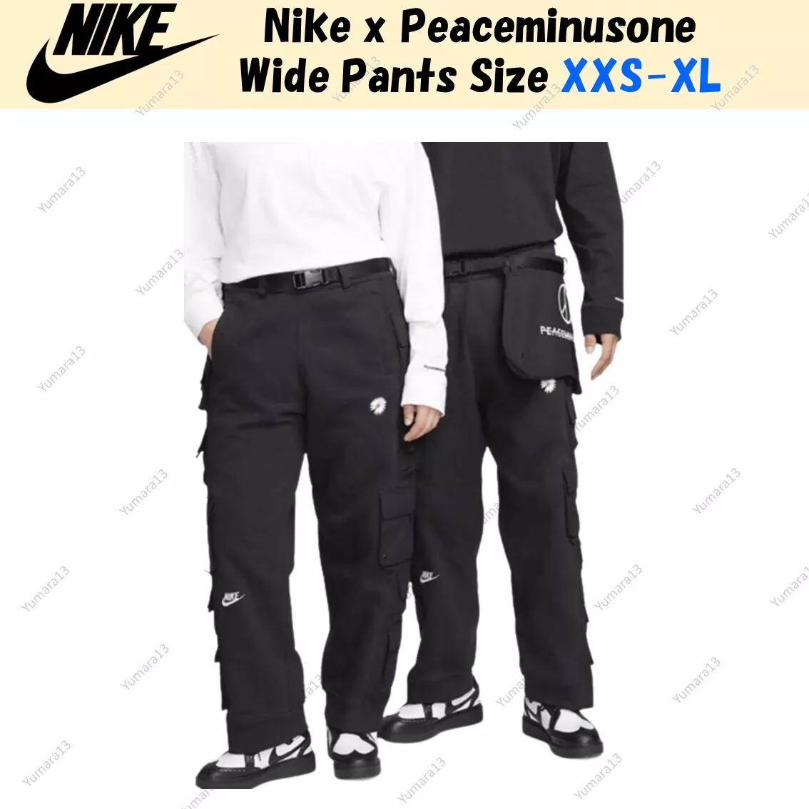 Nike x Peaceminusone G-Dragon Wide Pants Black DR0095-010 Size XXS