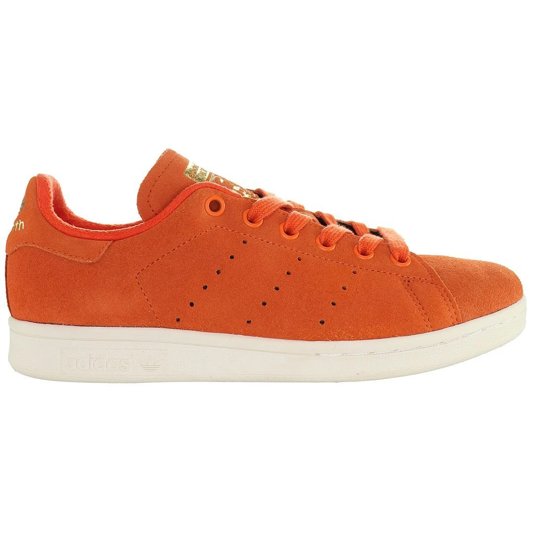 Adidas Stan Smith Lace Up Orange Smooth Leather Mens Trainers BA7442