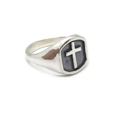 Genuine Sterling Silver Men Ring Latin Cross Solid Stamped 925 Comfort Fit
