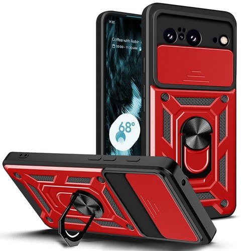 Ring Holder Armor Phone Case For Google Pixel 8 6 Pro Slide Lens Protect Cover - Zdjęcie 11 z 16
