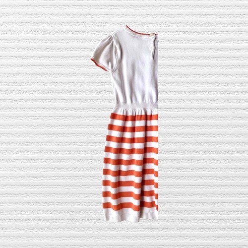 Gymboree Girls Pumpkin Sweater Dress Orange White Cotton Short Sleeve Size 7 - Picture 9 of 11