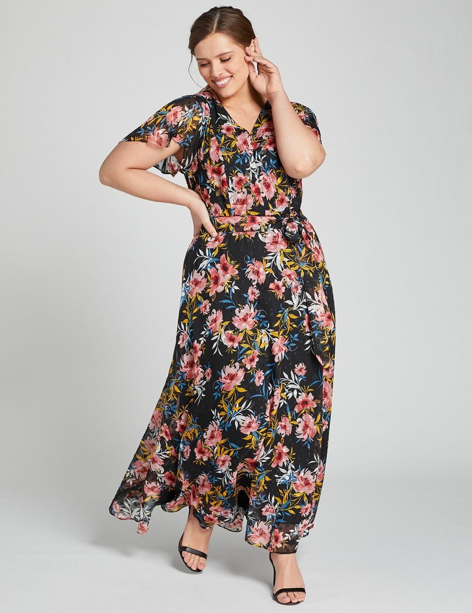 Maxi Dress Lane Bryant Sun Dresses NEW LANE BRYANT BLACK FLORAL