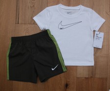Nike Toddler Boy 2 Piece Shirt  Shorts Set  White, Black  Olive Green  2T