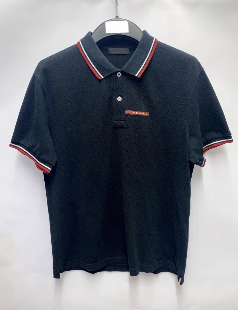 Prada Luxury Polo Shirt Short Sleeve Red Logo ⚠️ LARGE FITS LIKE