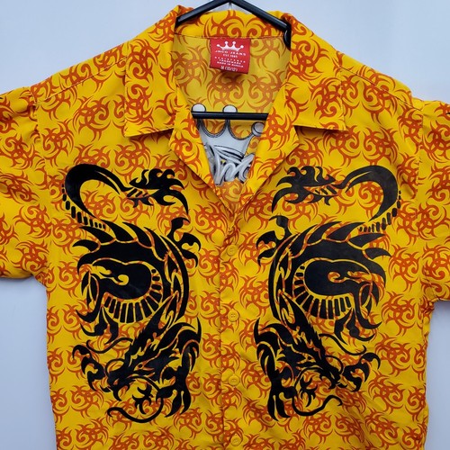 Y2K Jnco Jeans Black Dragon Orange Tribal KIDS T-Shirt SZ M (10-12) - Picture 4 of 19