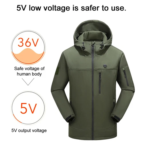 Herren Damen Beheizbare Heizjacke Mantel USB Beheizte Winter Warm Hoodie Jacke - Bild 12 von 17